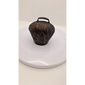Vintage Swiss Cow Bell 3"x 3" ‎ Hand Forged Metal Patina